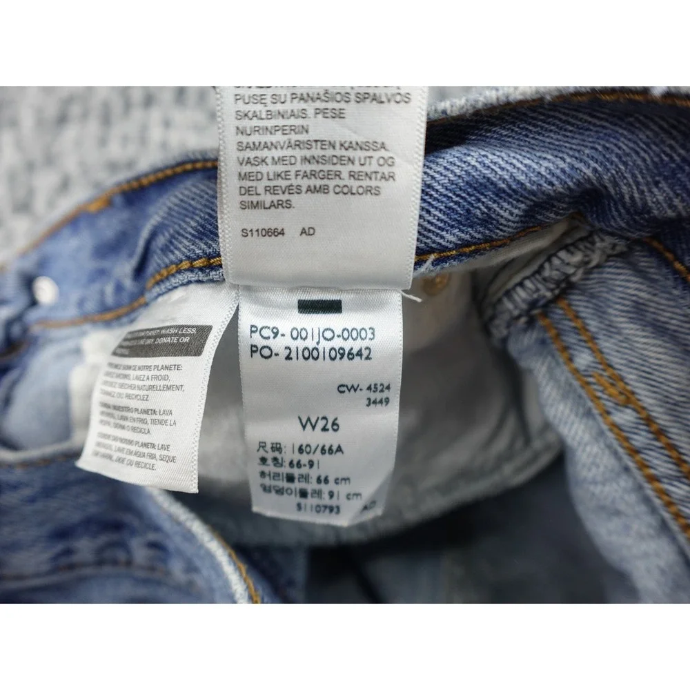 Levi's '94 Baggy Shorts Womens 26 Blue Raw Hem High Rise Denim